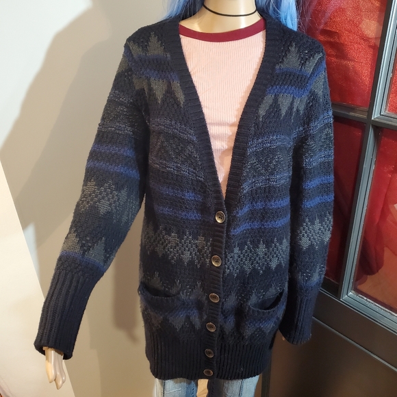 FYLO Long Knit Button Up Sweater - Picture 2 of 8